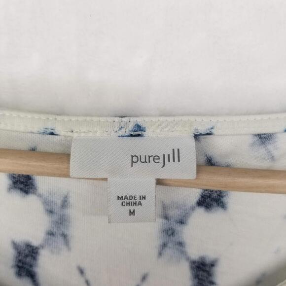 Pure Jill by J Jill Asymmetrical Midi Tank Dress Womens Medium White Blue Casual - Picture 8 of 10